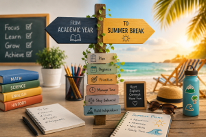 child using a visual checklist to build executive functioning skills over the summer